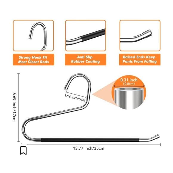 Hodola 5 Pack Open Ended Pant Hangers Non-Slip - Picture 6 of 7